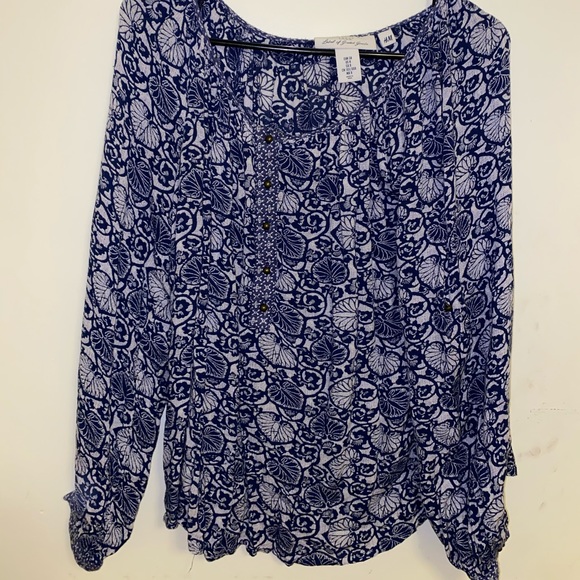 Patterned Long Sleeve Tunic Blouse - Picture 1 of 5